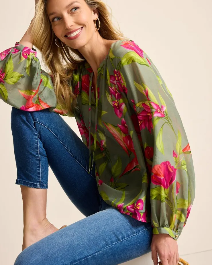 Women Tommy Bahama Tops & Shirts<Agua Amara Lavish Blooms Peasant Top