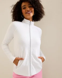 Women Tommy Bahama Loungewear|Jackets<Aruba Diamond Days Embroidered Full-Zip Sweatshirt