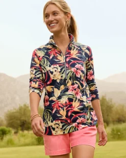 Women Tommy Bahama Loungewear|Jackets<Aruba Flora Amora Half-Zip Sweatshirt