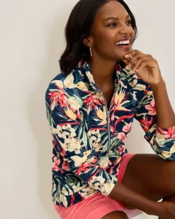 Women Tommy Bahama Loungewear|Jackets<Aruba Flora Amora Half-Zip Sweatshirt