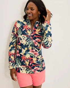 Women Tommy Bahama Loungewear|Jackets<Aruba Flora Amora Half-Zip Sweatshirt