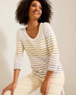 Women Tommy Bahama Loungewear|Tops & Shirts<Ashby Isles Horizon Stripe 3/4-Sleeve T-Shirt