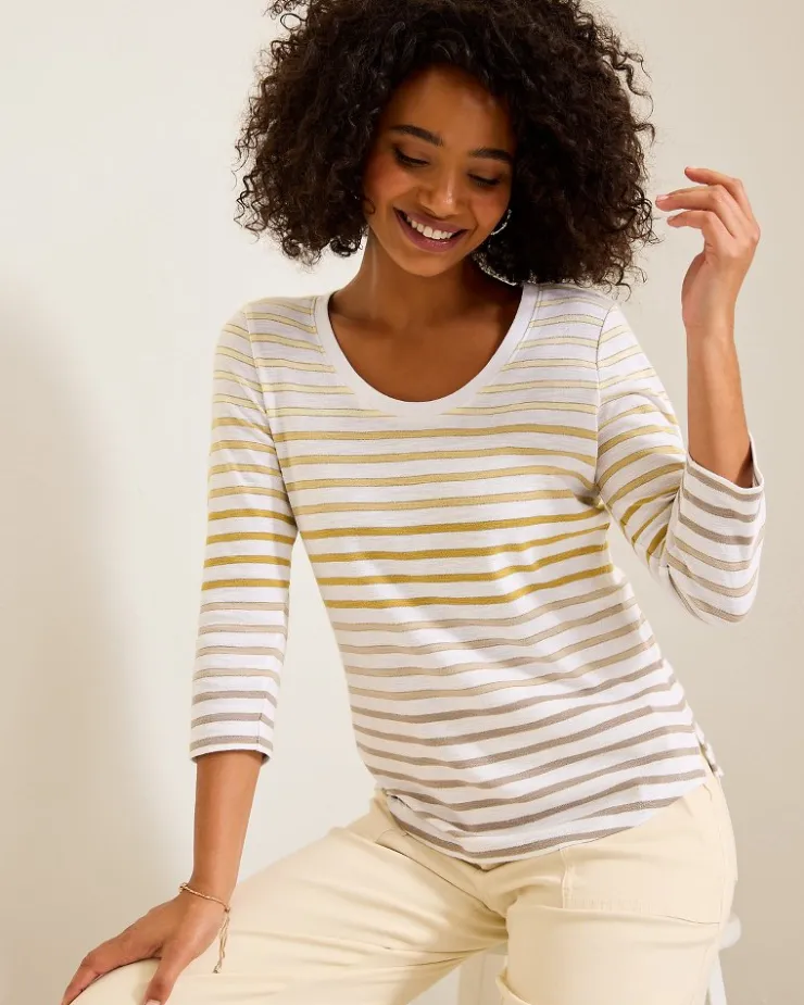 Women Tommy Bahama Loungewear|Tops & Shirts<Ashby Isles Horizon Stripe 3/4-Sleeve T-Shirt