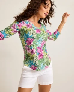 Women Tommy Bahama Loungewear|Tops & Shirts<Ashby Isles Jungle Jewels 3/4-Sleeve T-Shirt