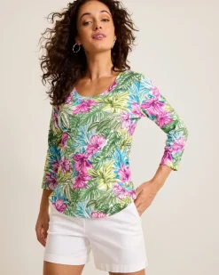 Women Tommy Bahama Loungewear|Tops & Shirts<Ashby Isles Jungle Jewels 3/4-Sleeve T-Shirt