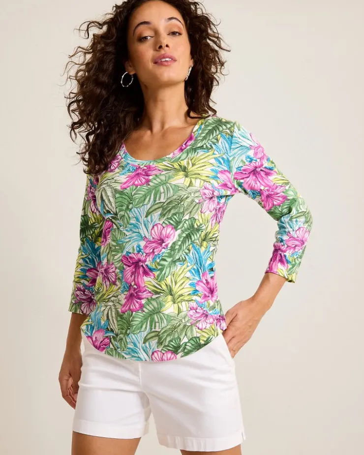 Women Tommy Bahama Loungewear|Tops & Shirts<Ashby Isles Jungle Jewels 3/4-Sleeve T-Shirt