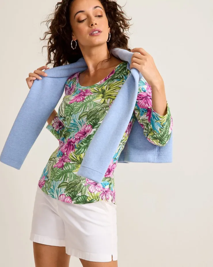 Women Tommy Bahama Loungewear|Tops & Shirts<Ashby Isles Jungle Jewels 3/4-Sleeve T-Shirt