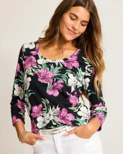 Women Tommy Bahama Loungewear|Tops & Shirts<Ashby Isles Villa Garden 3/4-Sleeve T-Shirt