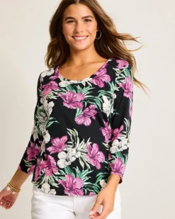 Women Tommy Bahama Loungewear|Tops & Shirts<Ashby Isles Villa Garden 3/4-Sleeve T-Shirt