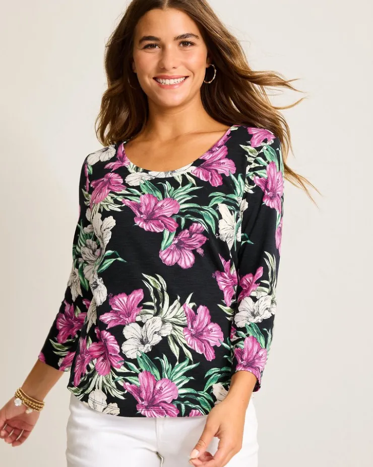 Women Tommy Bahama Loungewear|Tops & Shirts<Ashby Isles Villa Garden 3/4-Sleeve T-Shirt