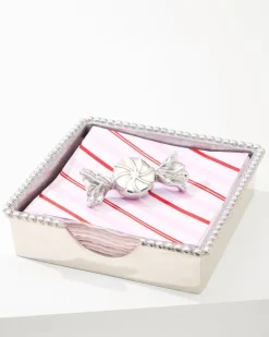 Tommy Bahama Drinkware & Bar<Beaded Peppermint Napkin Box Set