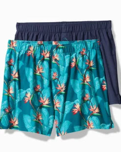 Tommy Bahama Underwear<Big & Tall Tropical Print & Solid Knit Boxers—2-Pack