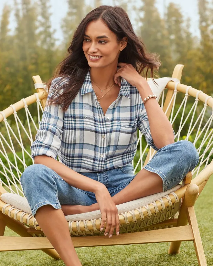 Women Tommy Bahama Tops & Shirts<Breezy Shoreline Flannel Shirt