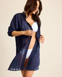 Women Tommy Bahama Beach Coverups<Cadiz Chiffon Boyfriend Beach Shirt