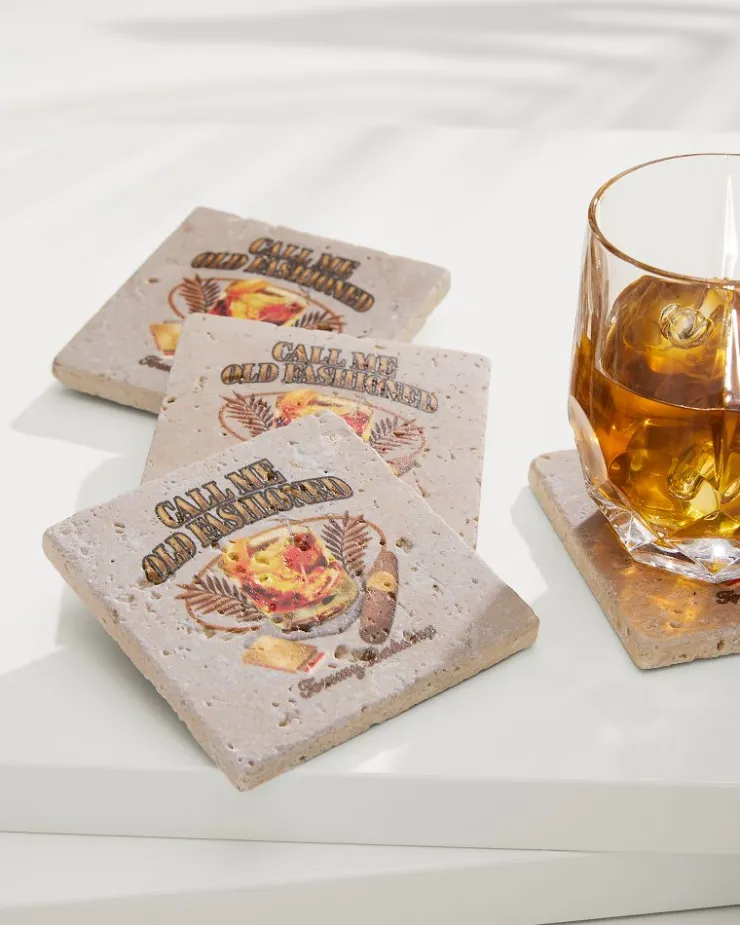 Tommy Bahama Drinkware & Bar<Call Me Old Fashioned Travertine Coaster Set