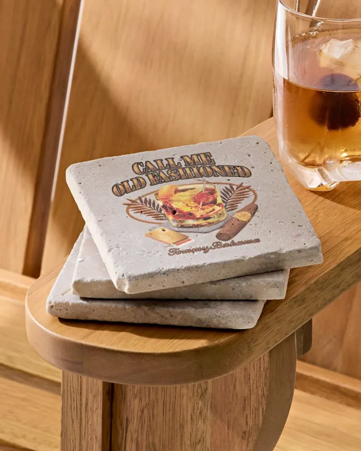 Tommy Bahama Drinkware & Bar<Call Me Old Fashioned Travertine Coaster Set