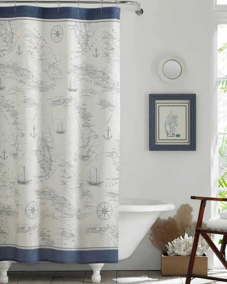Tommy Bahama Bath<Caribbean Sea Lt-Pastel Shower Curtain
