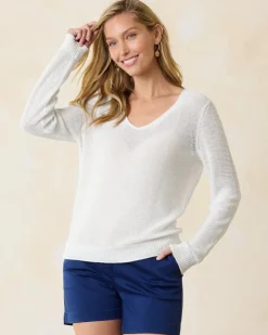 Women Tommy Bahama Sweaters|Tops & Shirts<Cedar Linen Long-Sleeve V-Neck Sweater