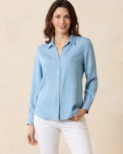 Women Tommy Bahama Tops & Shirts<Chambray All Day Long-Sleeve Shirt