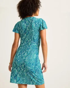 Women Tommy Bahama Dresses<Clara Playa Python Short-Sleeve Faux-Wrap Dress