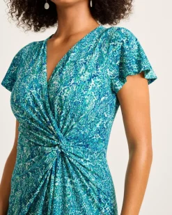 Women Tommy Bahama Dresses<Clara Playa Python Short-Sleeve Faux-Wrap Dress