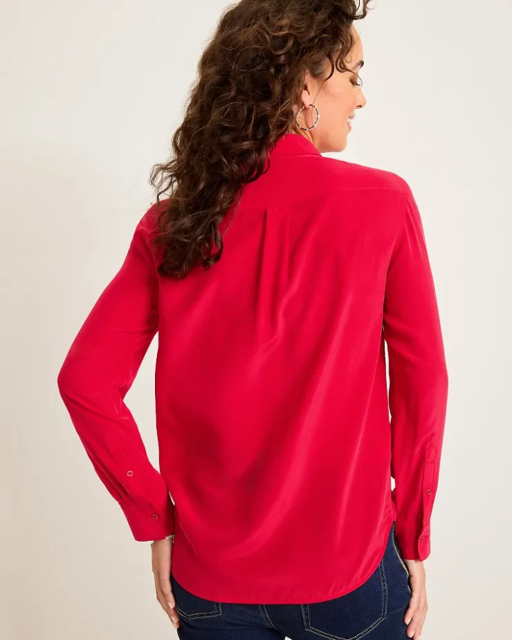 Women Tommy Bahama Tops & Shirts<Classic Long-Sleeve Silk Shirt