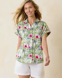 Women Tommy Bahama Tops & Shirts<Coastalina Coastal Palms Linen Camp Shirt