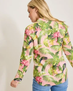 Women Tommy Bahama Tops & Shirts<Coastalina Frond Royal Linen Shirt