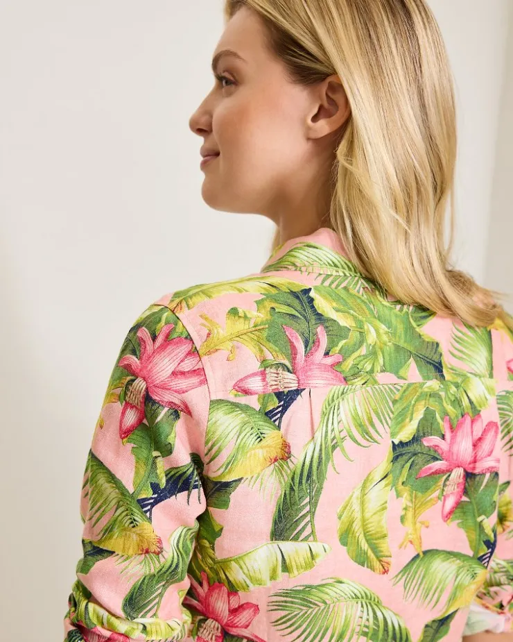 Women Tommy Bahama Tops & Shirts<Coastalina Frond Royal Linen Shirt