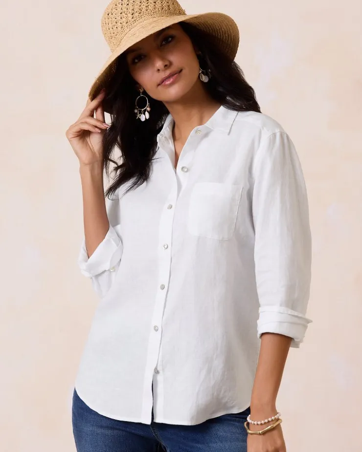 Women Tommy Bahama Tops & Shirts<Coastalina Relaxed Long-Sleeve Linen Top