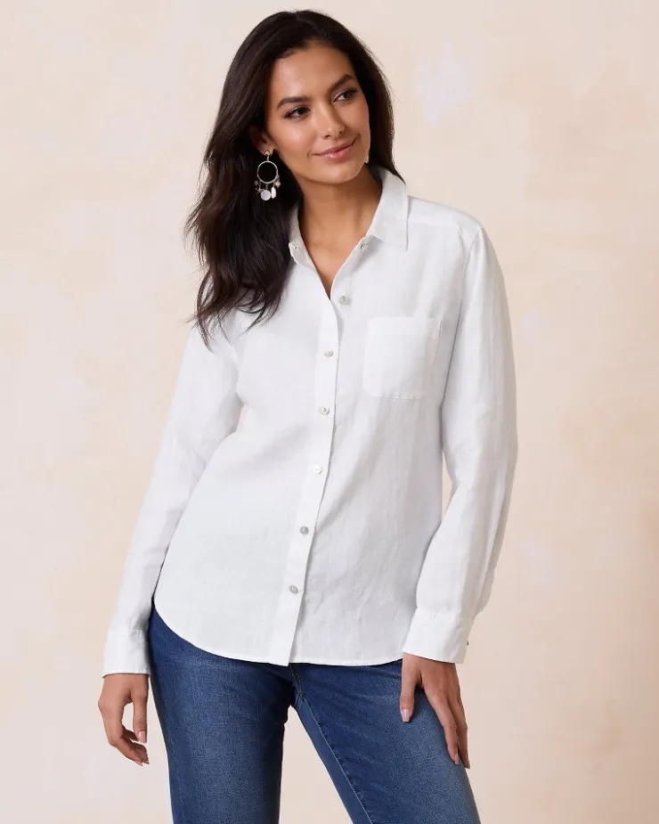 Women Tommy Bahama Tops & Shirts<Coastalina Relaxed Long-Sleeve Linen Top