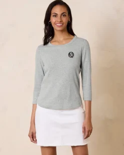 Women Tommy Bahama Tops & Shirts<Collegiate Ashby Isles Rib 3/4-Sleeve T-Shirt