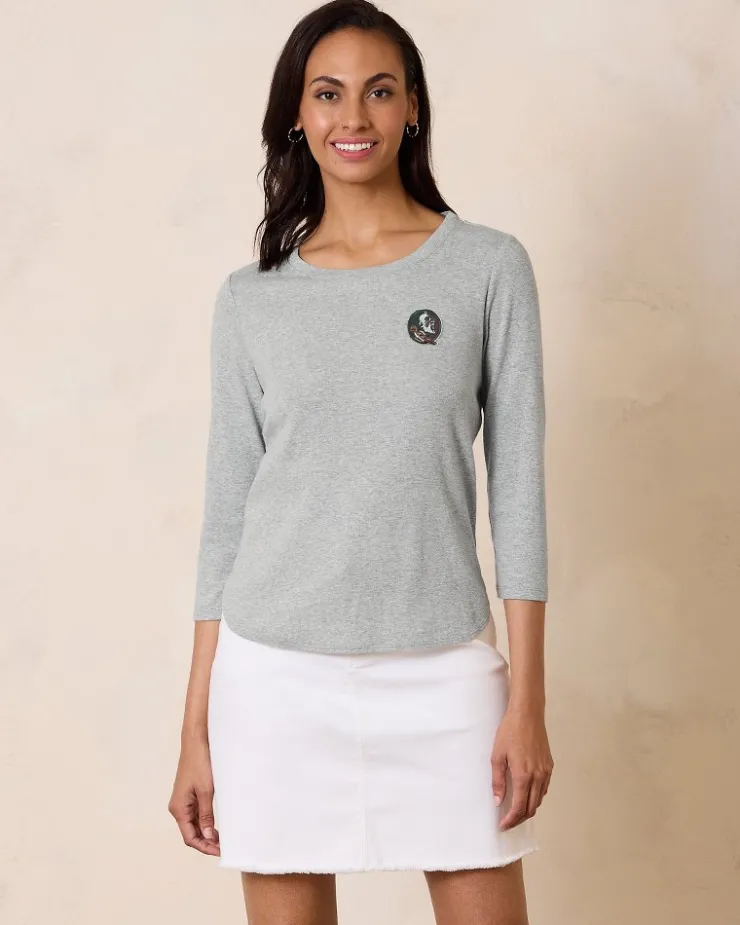 Women Tommy Bahama Tops & Shirts<Collegiate Ashby Isles Rib 3/4-Sleeve T-Shirt