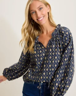 Women Tommy Bahama Tops & Shirts<Diamond Cay Smocked Peasant Top