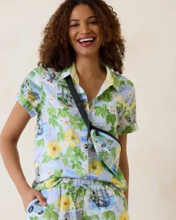 Women Tommy Bahama Tops & Shirts<Disney Coastalina Postcard to Paradise Linen Camp Shirt