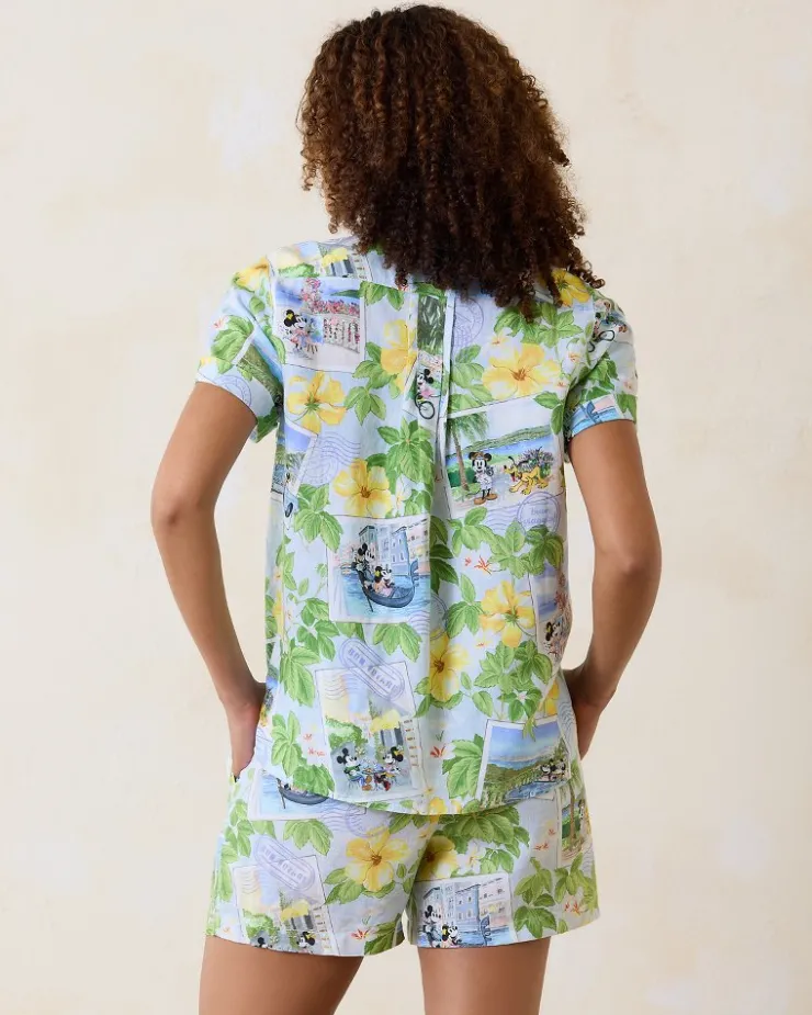 Women Tommy Bahama Tops & Shirts<Disney Coastalina Postcard to Paradise Linen Camp Shirt