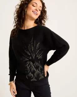 Women Tommy Bahama Sweaters<Embellished Pineapple Cashmere-Blend Sweater