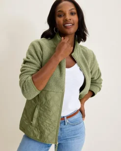 Women Tommy Bahama Jackets|Sweatshirts<Faux Sherpa Quilted Hybrid Jacket