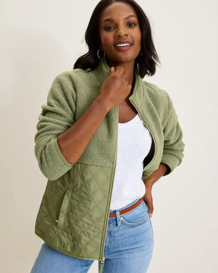 Women Tommy Bahama Jackets|Sweatshirts<Faux Sherpa Quilted Hybrid Jacket