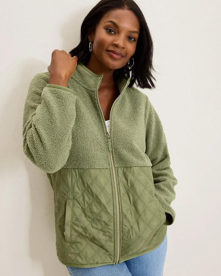 Women Tommy Bahama Jackets|Sweatshirts<Faux Sherpa Quilted Hybrid Jacket