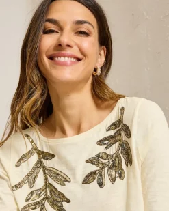 Women Tommy Bahama Tops & Shirts<Forever Fronds Embellished Lux 3/4-Sleeve T-Shirt