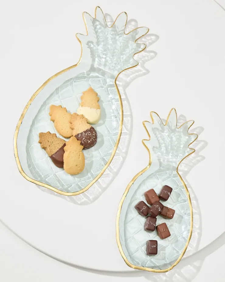 Tommy Bahama Drinkware & Bar<Glass Pineapple Trays — Set of 2