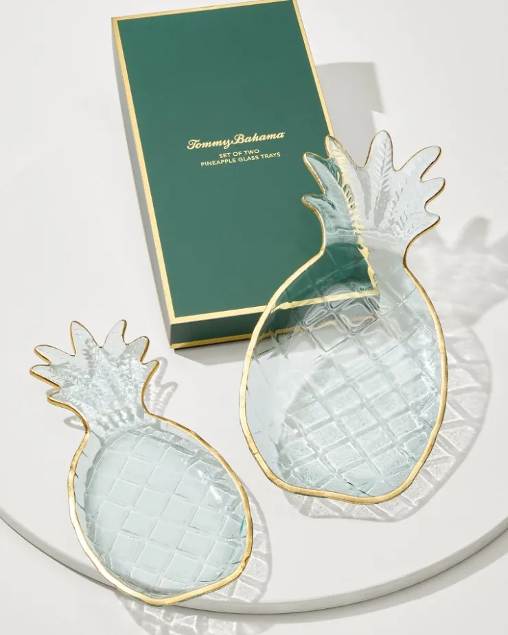 Tommy Bahama Drinkware & Bar<Glass Pineapple Trays — Set of 2