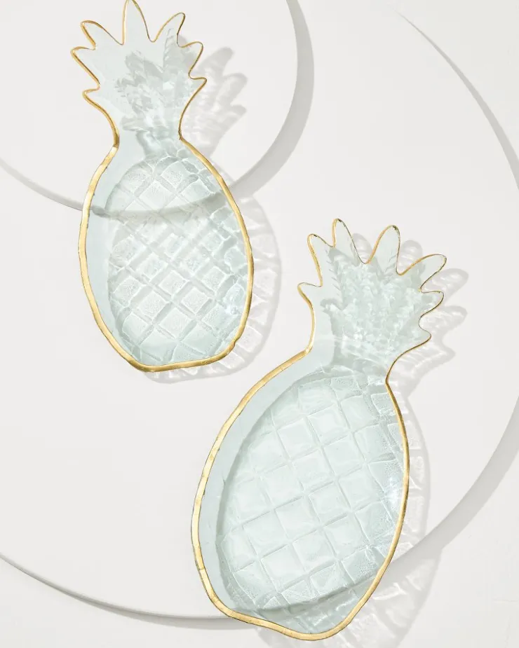 Tommy Bahama Drinkware & Bar<Glass Pineapple Trays — Set of 2