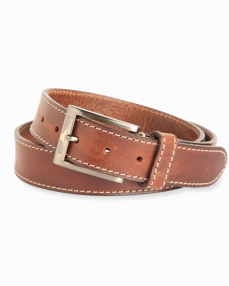 Tommy Bahama Belts<Heavy Stitch Leather Belt