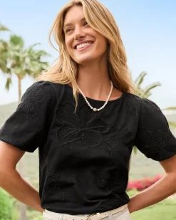 Women Tommy Bahama Tops & Shirts<Heritage Hibiscus Puff-Sleeve Lux T-Shirt