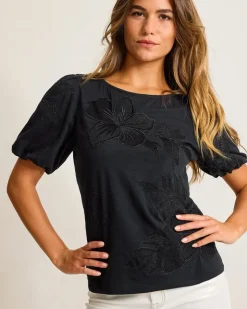 Women Tommy Bahama Tops & Shirts<Heritage Hibiscus Puff-Sleeve Lux T-Shirt
