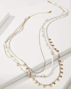 Women Tommy Bahama Jewelry<Indigo Bay Heishi & Pearl Layered Long Necklace