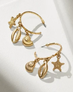 Women Tommy Bahama Jewelry<Indigo Bay Sealife Charm Hoop Earrings