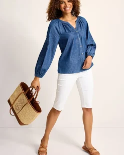 Women Tommy Bahama Tops & Shirts<Indigo Cove Embroidered Blouse